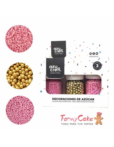 Set Sprinkle Fideos Rosa/Nonpareil Rosa/Perlas...