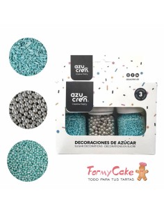 Set Sprinkle Fideos Turquesa/Nonpareil Turquesa/Perlas...