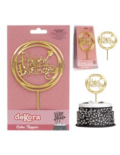 Topper Happy Birthday Dorado Dekora 2