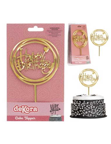 Topper Happy Birthday Dorado Dekora