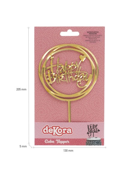 Topper Happy Birthday Dorado Dekora