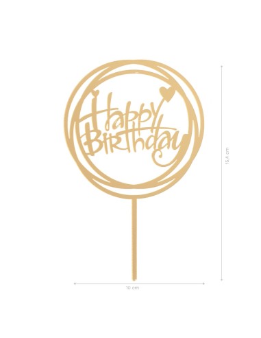 Topper Happy Birthday Dorado Dekora