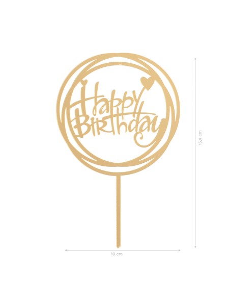 Topper Happy Birthday Dorado Dekora