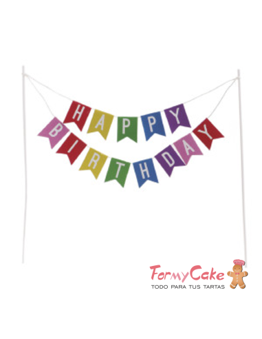 Topper Banderas Happy Birthday Dekora
