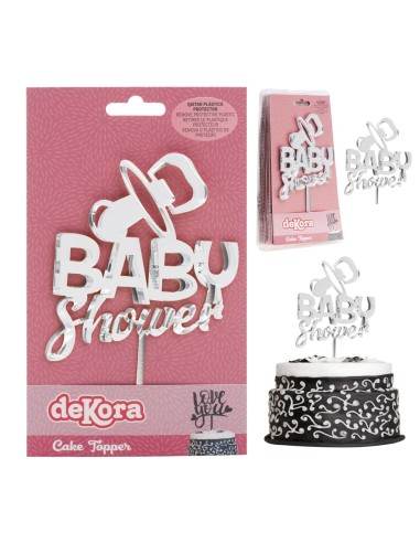 Topper Baby Shower Plateado Dekora