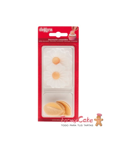 Flores Blanca Y Hojas Doradas De Oblea Dekora