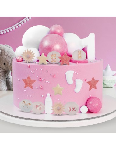 Decoraciones De Oblea Bebé Rosa Dekora