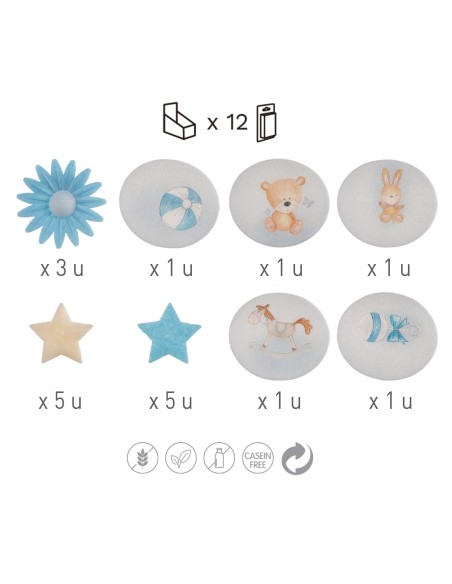 Decoración surtido De Oblea Bebé Azul Dekora