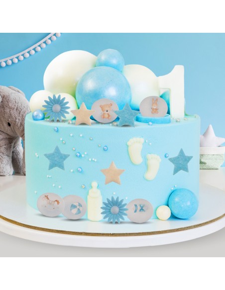 Decoración surtido De Oblea Bebé Azul Dekora