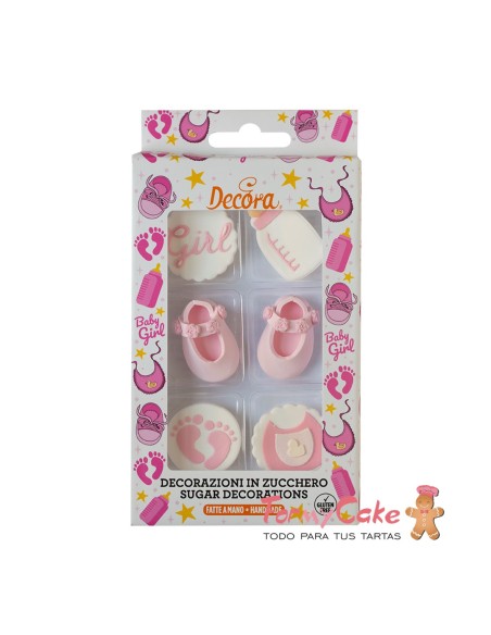Decoración de Azúcar It's A Girl 6ud Decora| Babyshower Niña