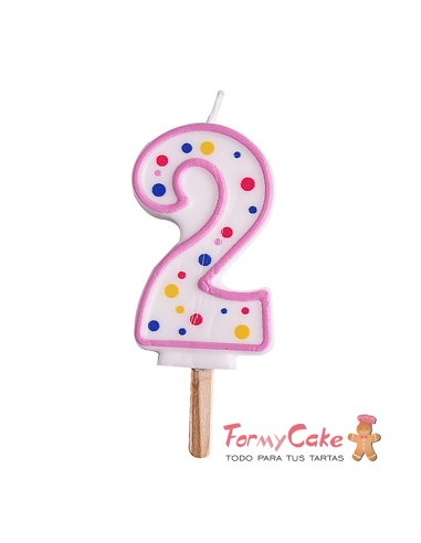 Velas para Tartas Rosa Número 2 PME