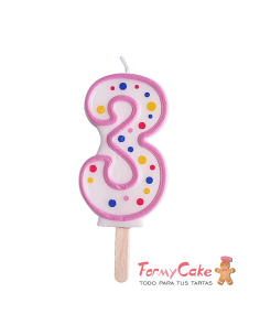 Velas para Tartas Rosa Número 3 PME