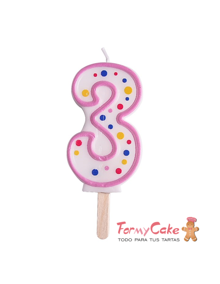 Velas para Tartas Rosa Número 3 PME