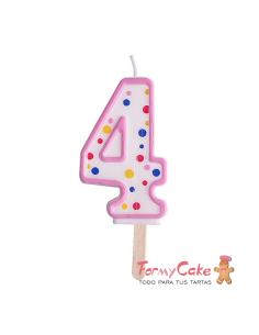 Velas para Tartas Rosa Número 4 PME