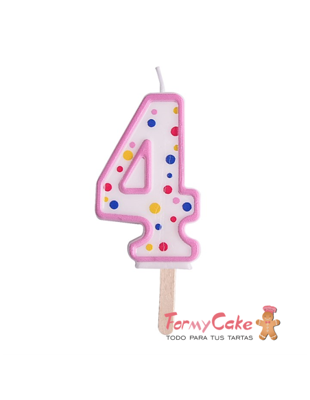 Velas para Tartas Rosa Número 4 PME