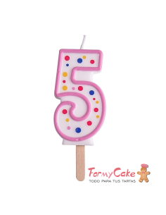 Velas para Tartas Rosa Número 5 PME