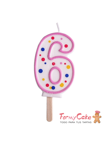 Velas para Tartas Rosa Número 6 PME