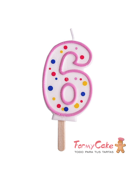 Velas para Tartas Rosa Número 6 PME
