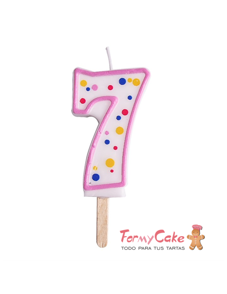 Velas para Tartas Rosa Número 7 PME