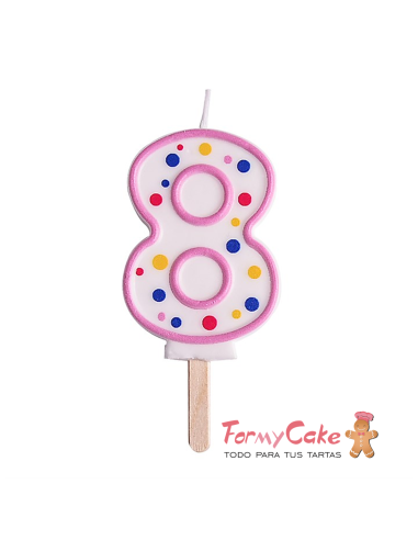 Velas para Tartas Rosa Número 8 PME