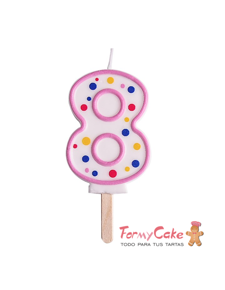 Velas para Tartas Rosa Número 8 PME