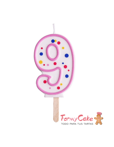 Velas para Tartas Rosa Número 9 PME