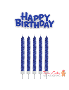 Set de Velas y Happy Birthday Azules 17ud PME