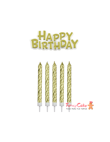 Set de Velas y Happy Birthday Rosas 17ud PME