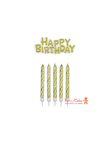 Set de Velas y Happy Birthday Rosas 17ud PME