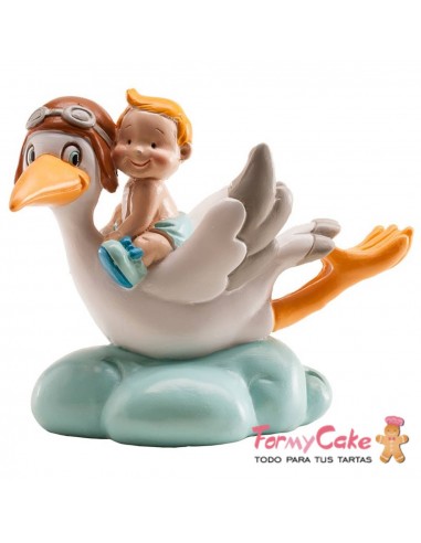 Figura para Tarta Cigüeña Volando Rosa Dekora