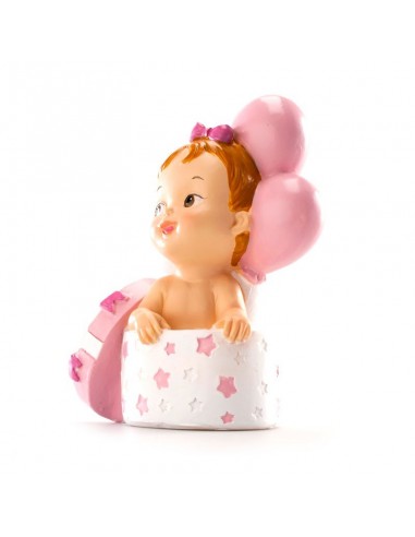 Figura para Tarta Bautizo Bebé Regalo Y Globos Rosa Dekora