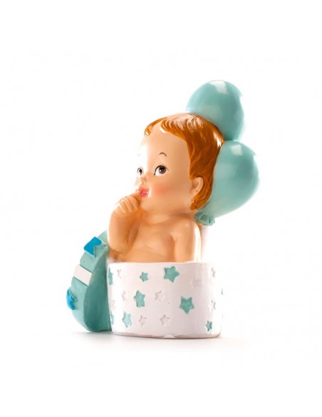 Figura para Tarta Bautizo Bebé Regalo Y Globos Azul Dekora